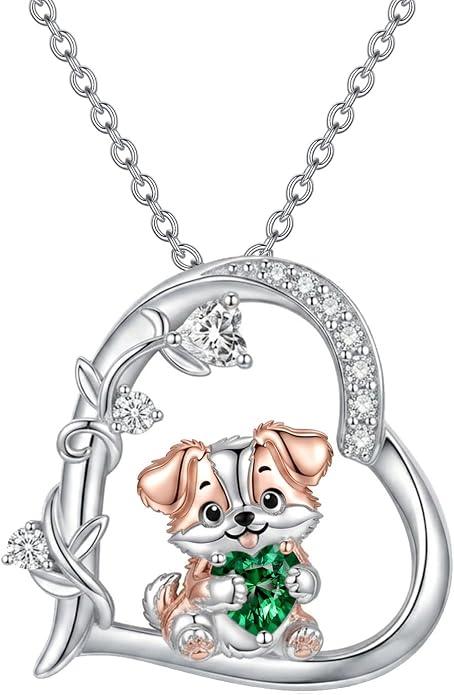 PELOVNY Teddy Bear Necklace for Women 925 Sterling Silver Bear/Highland Cow/Fox/Cat/Axolotl Birthstone Necklace Christmas Birthday Jewelry Gifts for Mom Daughter Wife Sister