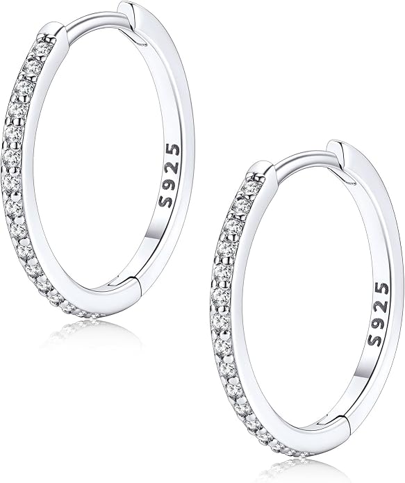 FaithHeart 925 Sterling Silver Huggie Hoop Earrings, Silver Small Hoop Earring for Women, 14K Gold/Black/Rose Gold Hypoallergenic Cartilage Earrings for Women 6/8/10/12/14/16/18/20mm