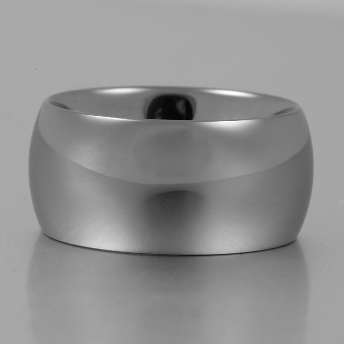 Fashion Month Mens 12mm Classic Silver Tungsten Carbide Ring Wedding Engagement Smooth Domed Wide Band High Polished