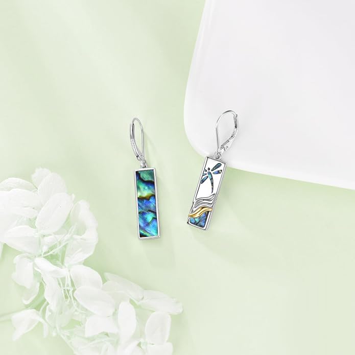 Mountain/Pine Tree/Tree of Life/Dragonfly Earrings for Women 925 Sterling Silver Abalone Tree of Life Dangle Drop Earrings Nature Jewelry Gifts for Mom Sister Daughter