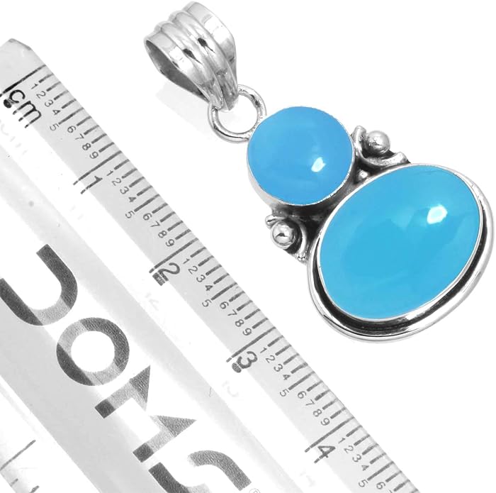 Handmade Genuine 925 Sterling Silver Pendant Necklace Natural Gemstone Crystal, Lapis, Onyx, Amber Oval Round Boho Jewelry For Women