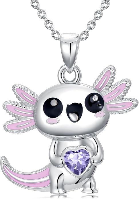 Dorunmo Axolotl Necklace 925 Sterling Silver Axolotl Birthstone Pendant Cute Animal Axolotl Jewelry Gifts for Women
