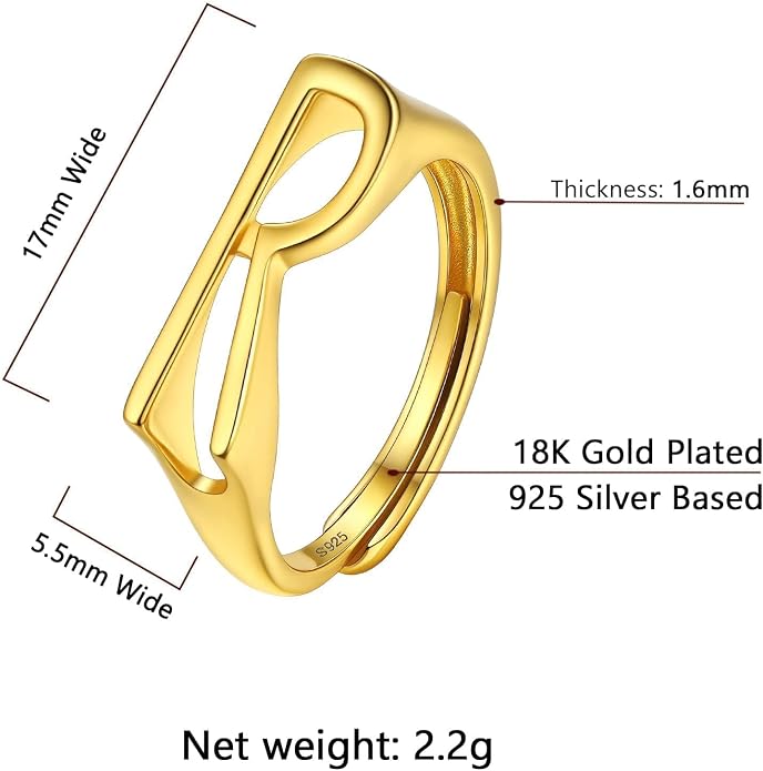 SILVERCUTE 925 Sterling Silver Initial Rings for Women,Adjustable Capital Letter Ring Hypoallergenic,Minimalist 925 Silver Rings for Mother Daughter