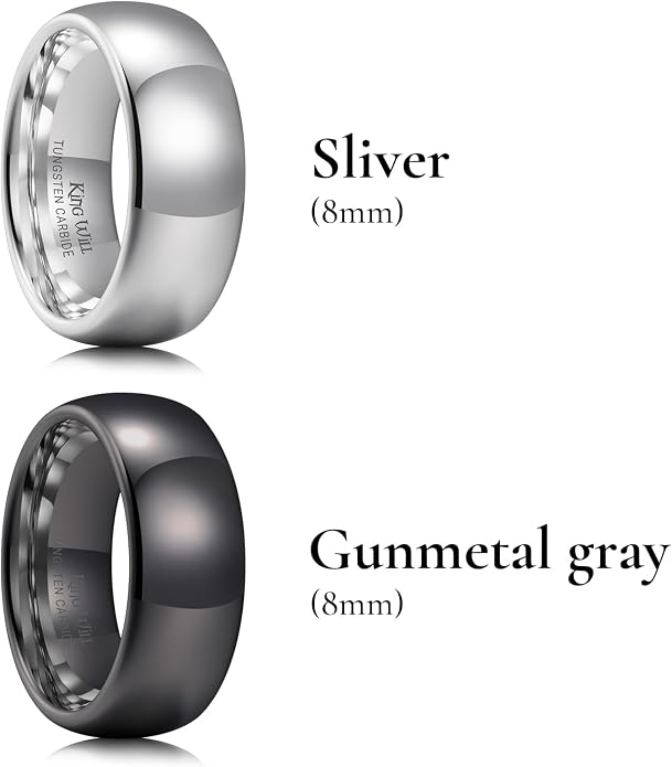 King Will Tungsten Carbide Wedding Band for Men Women Promise Rings for Couples Domed High Polish