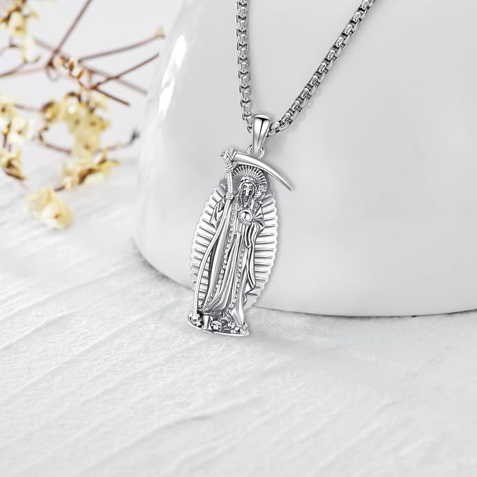 Pentagram/Celtic Knot/Witches Knot/Santa Muerte/Triple Moon Goddess/Baphomet/Hecate Necklace Sterling Silver Magic Wiccan Amulet Pagan Jewelry for Women Men