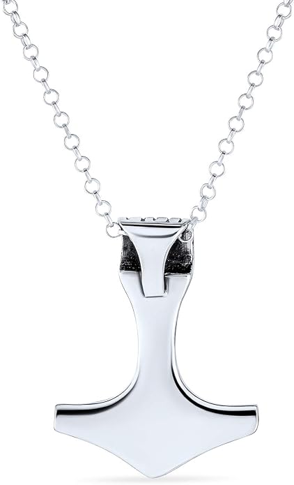 Bling Jewelry Celtic Symbol of Strength Norse Thors Hammer Pendant Necklace Oxidized .925 Sterling Silver