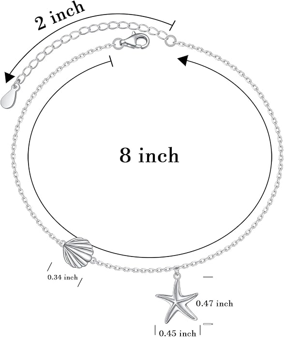 Alphm Anklet for Women S925 Sterling Silver Adjustable Plus Foot Plus Ankle Bracelet Jewelry