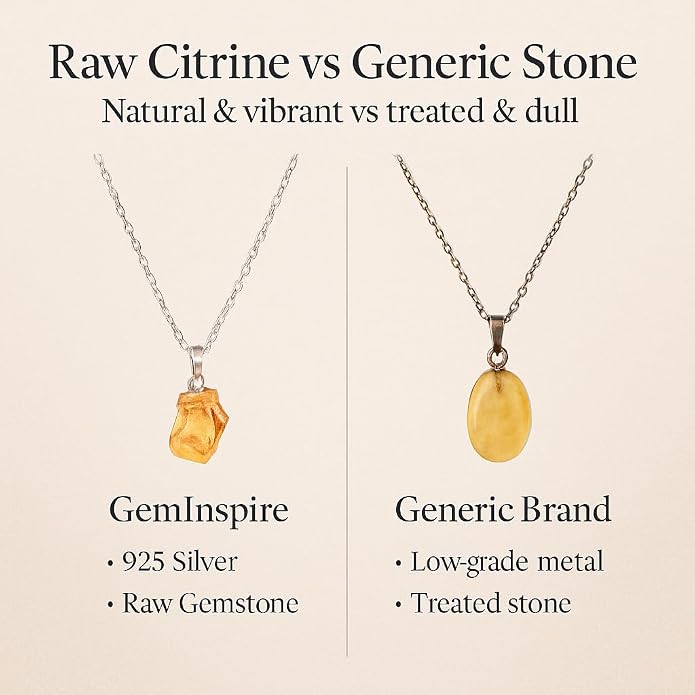 Raw Birthstone Crystal Necklace for Women, Hypoallergenic 925 Sterling Silver Pendant, Adjustable 16+2" Silver Chain, Light Natural Gemstone Jewelry for Everyday Wear & Gift for her & him