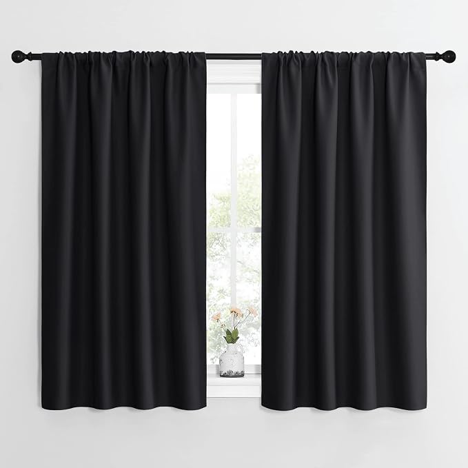 NICETOWN Black Out Curtain Panels for Kitchen - Energy Smart Decoration Thermal Insulating Blackout Drapes/Draperies for Small Window (2 Panels, 42 inches Wide by 54 inches Long)