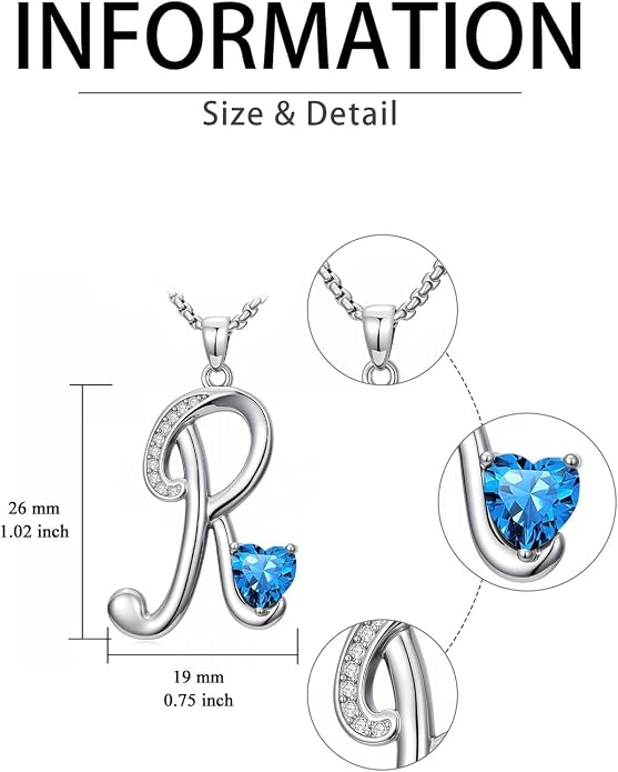 Birthday Gifts for Women Alphabet A to Z Initial Birthstone Pendant Necklaces for Women - 18k White Gold Plated Personalized Name Jewelry Anniversary Graduation Gifts for Wife Her Daughter Girlfriend(with Gift Box)