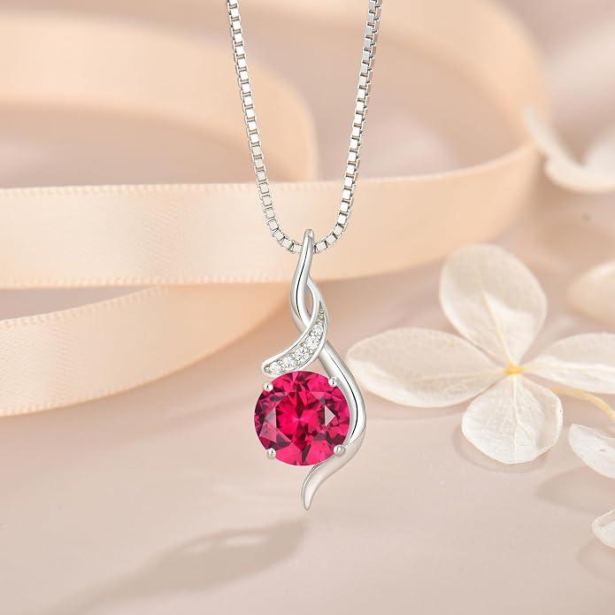 Women‘s Birthstone Pendant Necklace S925 Sterling Silver Imitation Diamond Infinity Necklace Jewelry Gift for Her