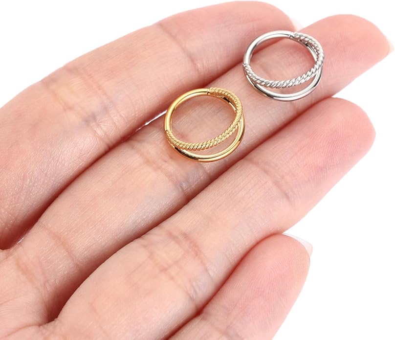 316L Surgical Steel Septum Clicker Ring Nose Ring Hoop Sleeper Hoop Earring Helix Rook Conch Cartilage Daith Tragus Earrings Lobe Nose Piercing Jewelry for Women