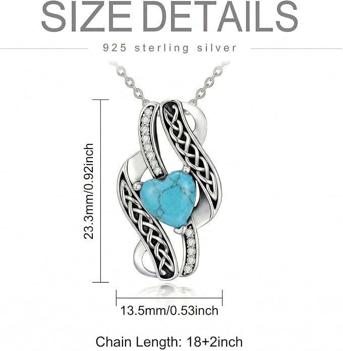 PELOVNY Celtic Knot Necklaces for Women 925 Sterling Silver Gemstone/Birthstone Teardrop Infinity Necklace Irish Celtic Pendant Jewelry Gifts for Mom Daughter Wife