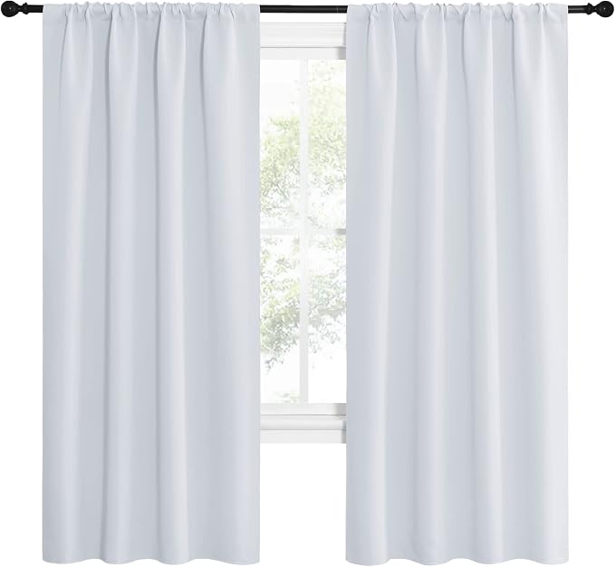 NICETOWN Kitchen Room Darkening Curtains - Window Treatment Thermal Insulated Rod Pocket Room Darkening Curtains/Drapes for Bedroom (2 Panels, 42 by 72, Greyish White)
