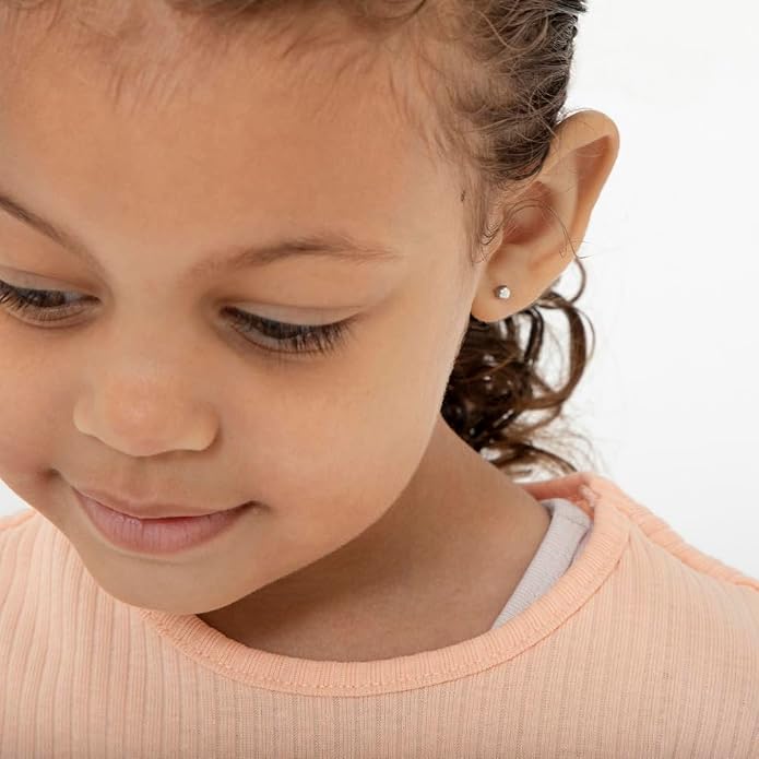 In Season Jewelry Classic Ball 925 Sterling Silver Earrings - Hypoallergenic Earrings for Girls with Safety Screw Backs - Safe & Comfortable for Toddlers, Kids & Little Girls
