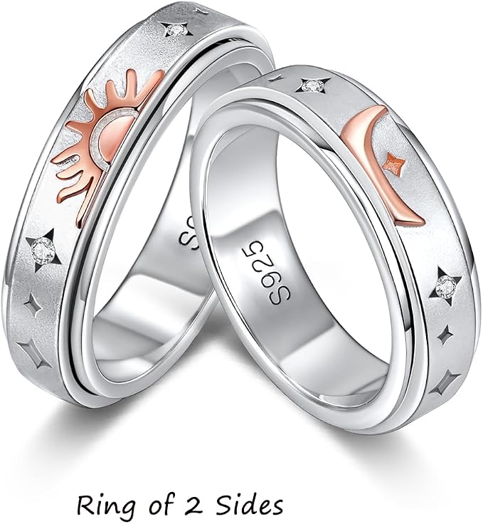 Fidget Ring Spinner Ring for Anxiety Women Men Daughter Real S925 Sterling Silver Fidget Ring