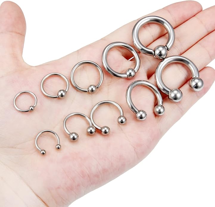 6G 8G 12G 14G 16G PA Ring Horseshoe CBR Circular Barbell 316L Surgical Steel Internally Threaded Pierced Body Jewelry for Women Inner Diameter:10mm 12mm 14mm 16mm