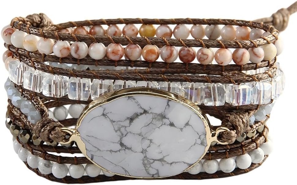 Women Wrap Bracelets Boho Natural Stone Jasper Turquoises Strand Bracelet Jewelry Collection