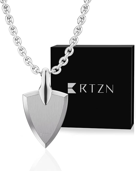 RTZN® Pendant Necklace for Men – Premium Stainless Steel Silver Pendant Necklace with 22" Chain – Waterproof & Non-Tarnish Small Pendants for Men – Bold Symbols of Strength & Legacy