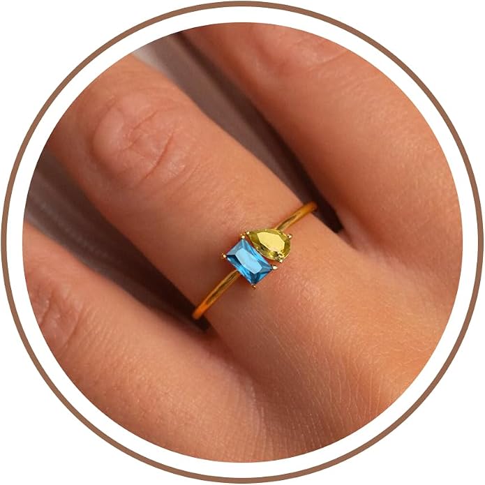 Birthstone Rings for Women, Non Tarnish Gold Rings 2026 Graduation Gifts Birthday Gift Trendy Teen Girl Stuff Dainty 14K Plated Adjustable CZ Stacking Promise Ring Anniversary Jewelry for Friend Sister Girlfriend Daughter