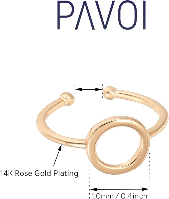 PAVOI 14K Gold Karma Open Circle Ring | Gold Plated Adjustable Rings for Women | Stackable Rings
