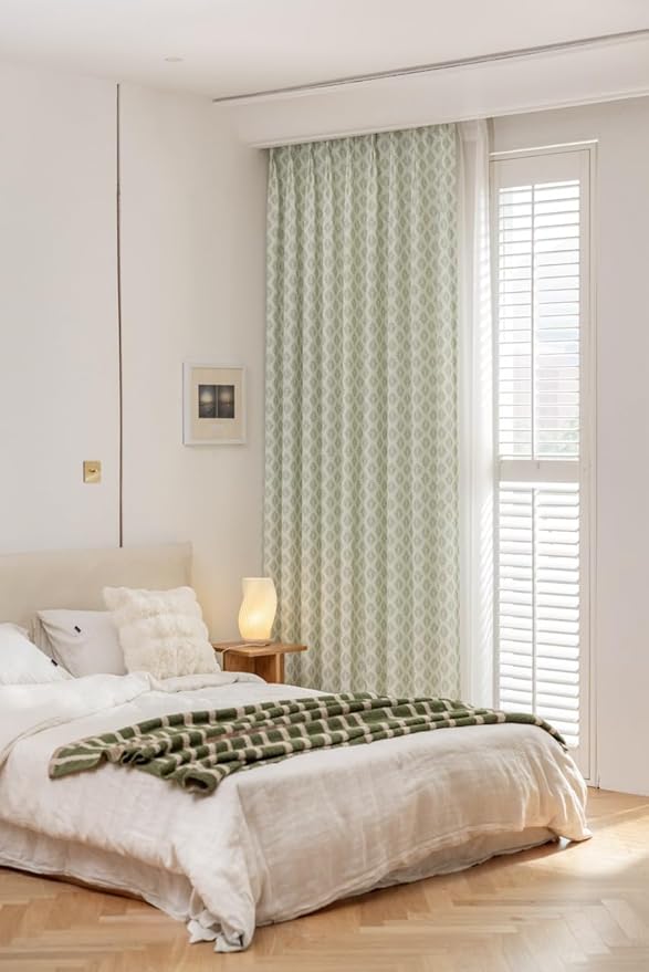 DrapePalette - Linen Blend Pinch Pleated Curtains 96 Inches Long for Living Room, Bedroom, Dining Room, Light Filtering Curtains 2 Panels Set, Modern Floral Printed Design, Pastel Grey, 30" W x 96" L