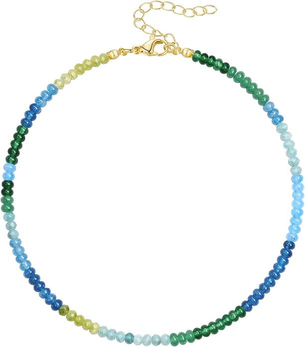 KELORIS PATH Beaded Necklace for Women, Colorful Gemstone Boho Bead Choker for Beach, Trendy Summer Natural Stone Jewelry Gifts