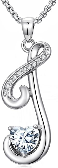 Birthday Gifts for Women Alphabet A to Z Initial Birthstone Pendant Necklaces for Women - 18k White Gold Plated Personalized Name Jewelry Anniversary Graduation Gifts for Wife Her Daughter Girlfriend(with Gift Box)