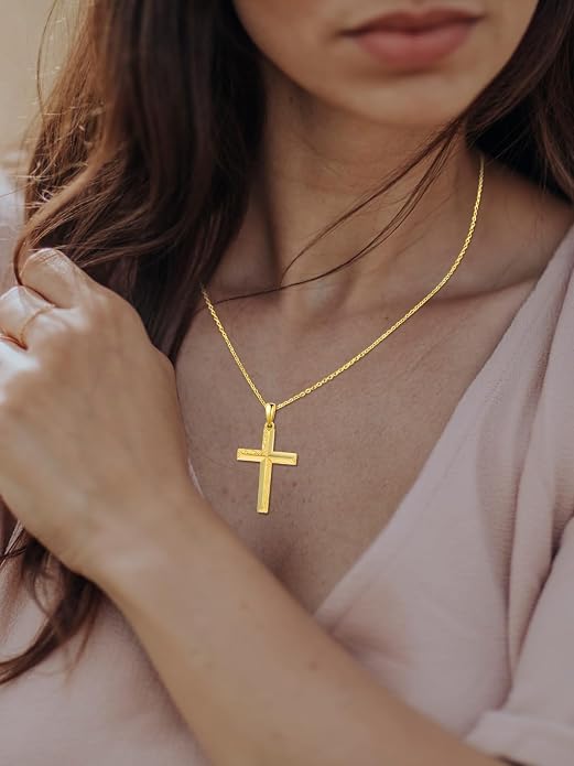 PRAYMOS Cross Necklace for Women Men, 925 Sterling Silver Simple Dainty Cross Necklace, Christian Religious Jewelry, Mothers Day Fathers Day Anniversary Birthday Gift