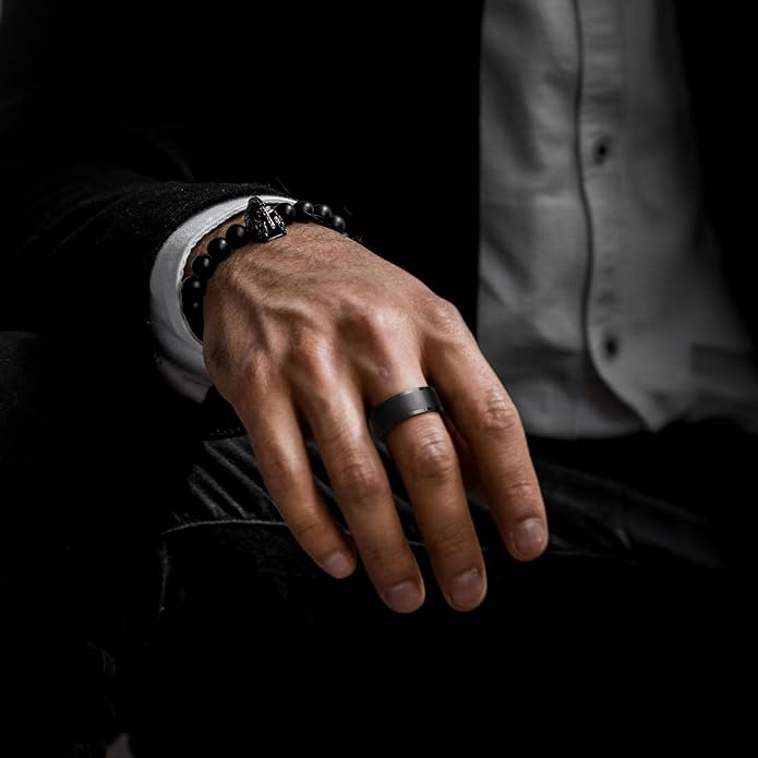 King Will Men's 10MM Black Tungsten Carbide Ring Brushed Matte Wedding Engagement Band (14.5)