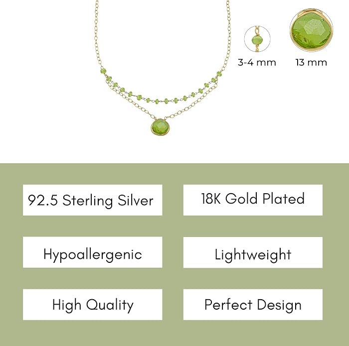 Layering Necklace for Women, Premium Layered Gold Healing Crytsal Necklaces - Tarnish Free 18K Gold Vermeil Certified S925 Classic Stack Necklace Gold Jewelry for Women - Mothers Day Gifts for Mom Wife