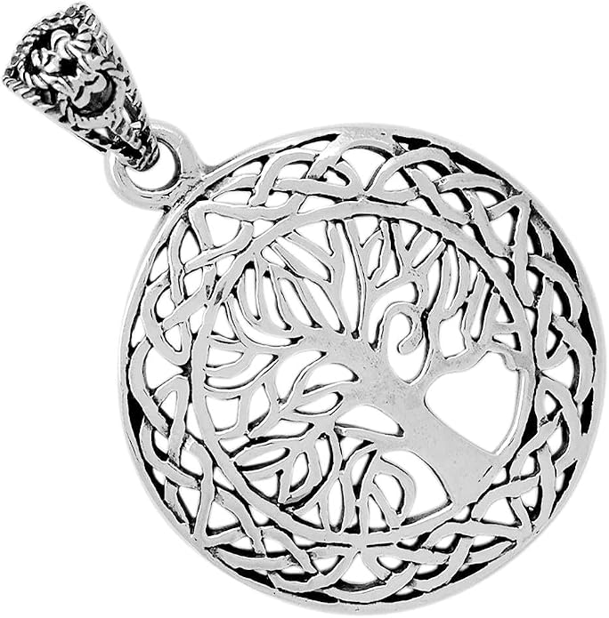 Tree of Life 925 Solid Sterling Silver Pendant 34mm