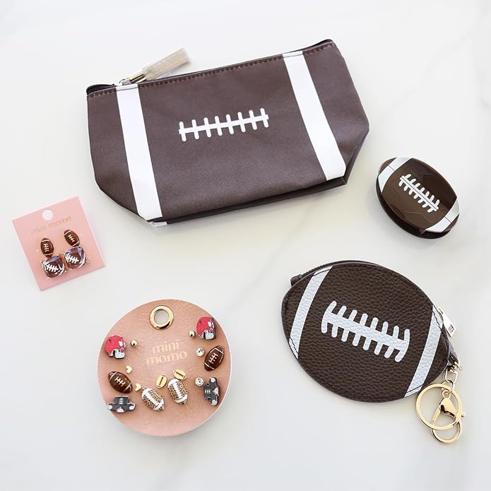 Sports Earring Set for Women Multi Pairs Assorted Multipack - Stud Earrings Jewelry Gift for Sports Mom Football, Baseball, Basketball, Soccer Team