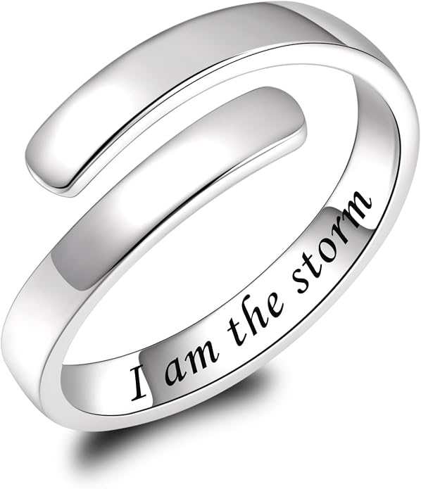 BEILIN 925 Sterling Silver Inspirational Jewelry Rings Adjustable Ring Personality Encouragement Gift for Teens Women