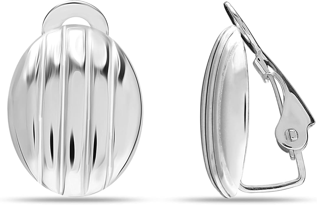 LeCalla 925 Sterling Silver Small Medium Clip On Earrings Non-Pierced Clip-On Stud Earring for Teen Women