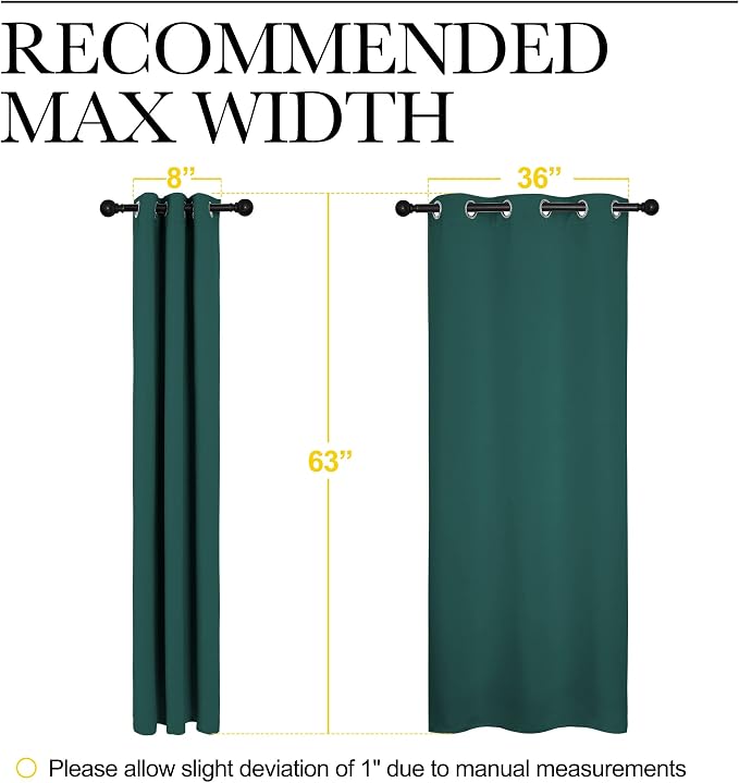 NICETOWN Thermal Insulated Solid Grommet Blackout Curtains/Drapes/Panels for Dining Room (Hunter Green, 1 Pair, 42 by 63-Inch)