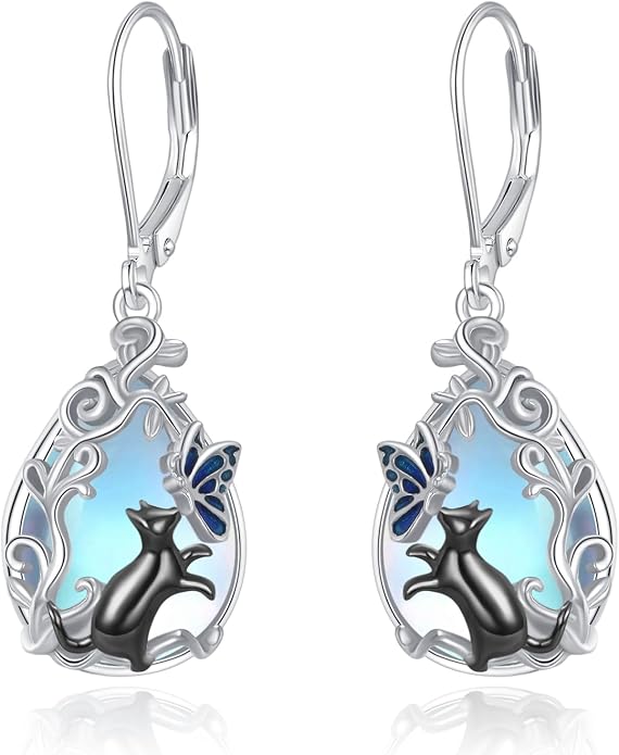 Butterfly/Paw Print/Highland Cow/Cat/Dog/Hummingbird/Dragonfly Earrings 925 Sterling Silver Animal Hypoallergenic Drop Dangle Earrings Animal Valentine's Day Jewelry for Women