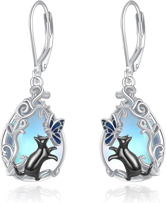 Butterfly/Paw Print/Highland Cow/Cat/Dog/Hummingbird/Dragonfly Earrings 925 Sterling Silver Animal Hypoallergenic Drop Dangle Earrings Animal Valentine's Day Jewelry for Women