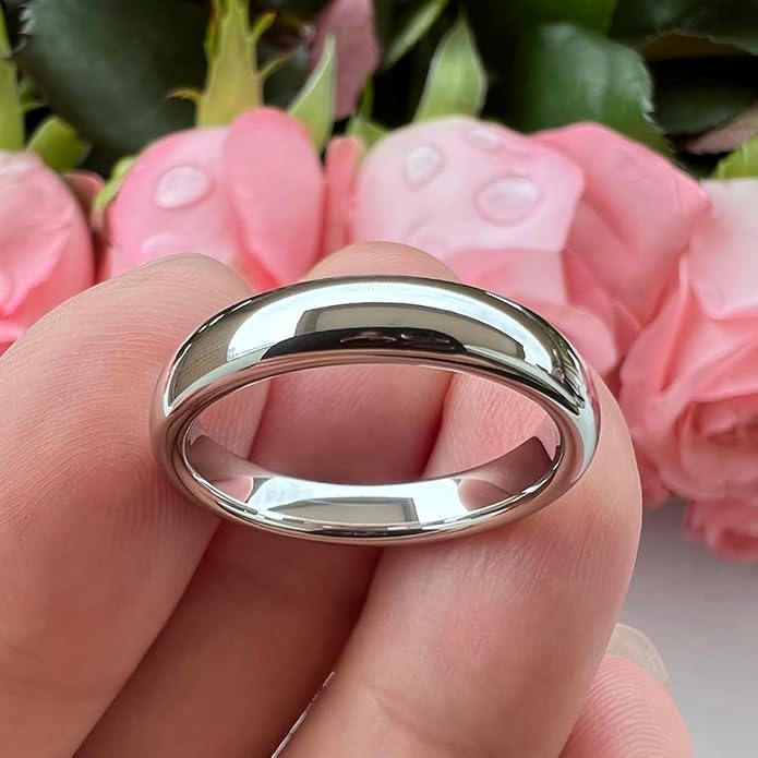 TUTISS 2mm 3mm 4mm 5mm 6mm 7mm 8mm 10mm White Tungsten Rings for Men Women Engagement Wedding Bands Domed Polished Shiny Comfort Fit
