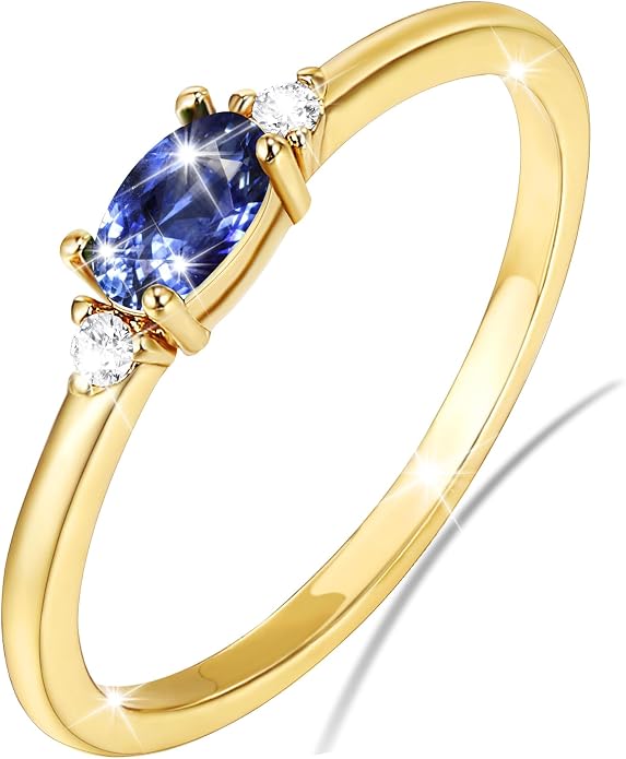 Lunvky 14k Gold Plated Birthstone Rings for Women Teen Dainty Stackable Pinky Rings Non Tarnish CZ Emerald Green Gemstone Thumb Finger Band Ring Cute Jewelry Birthday Gift Size 6-11