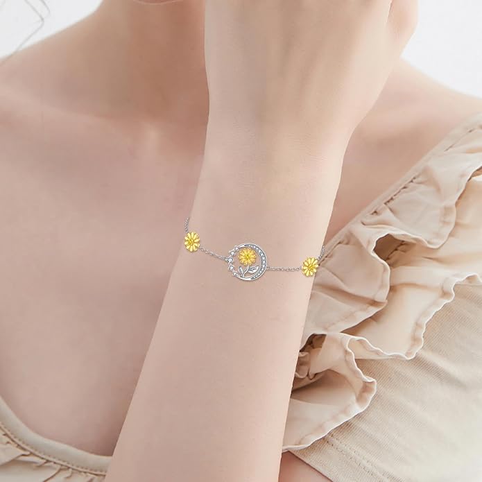 VONALA Witches Knot/Compass/Dragonfly/Clover Bracelet Sterling Silver Adjustable Charm Bracelet Summer Beach Foot Chain Jewelry for Women Gifts