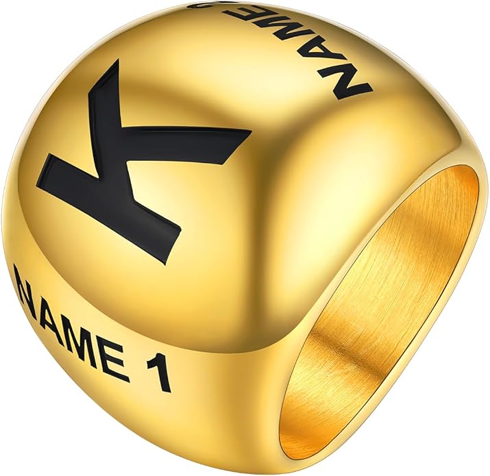 GOLDCHIC JEWELRY Chunky Dome Ring for Women, Stainless Steel Bold Stacking Croissant Statement Ring For Men (Size 7-12, Custom)