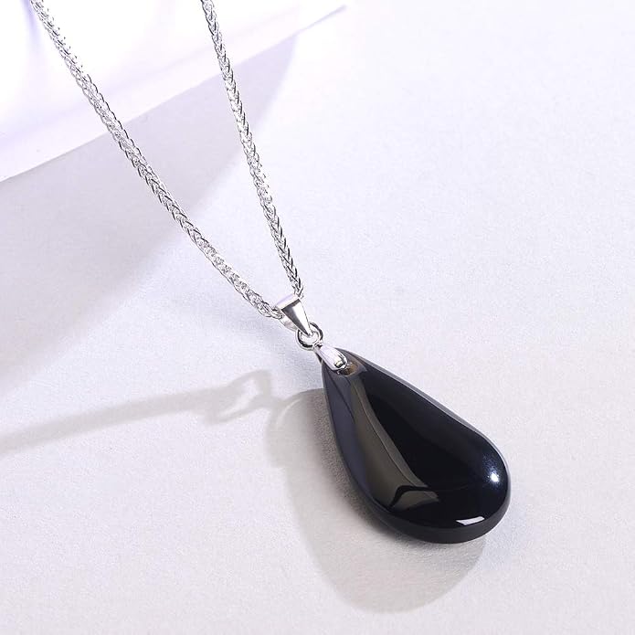 iSTONE 925 Sterling Silver Natural Crytral for Womens Pendant Necklace, Gemstone Birthstone with 17.8" Silver Chain Ladies