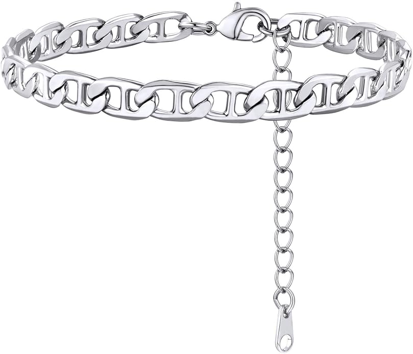 GoldChic Adjustbale Link Chain Anklet for Women Summer Jewelry, 316L Stainless Steel Figaro/Wheat/Twist Rope/Cuban Foot Bracelet-Waterproof, Resizable 9"-12" (Gift Box Included)
