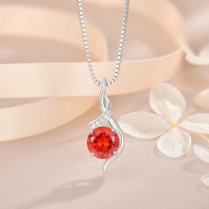 Women‘s Birthstone Pendant Necklace S925 Sterling Silver Imitation Diamond Infinity Necklace Jewelry Gift for Her