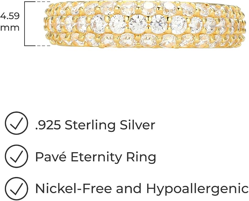 Amazon Essentials Cubic Zirconia Classic Pave Eternity Ring in Sterling Silver