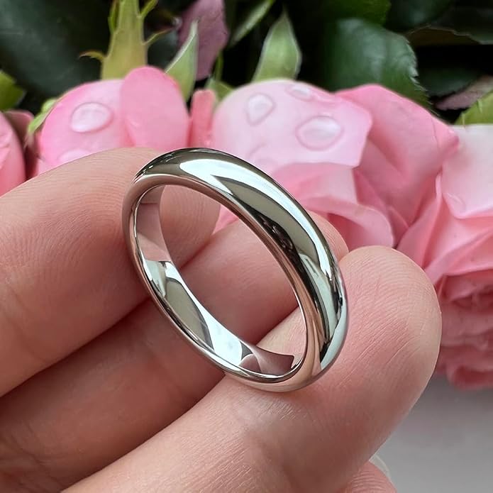 TUTISS 2mm 3mm 4mm 5mm 6mm 7mm 8mm 10mm White Tungsten Rings for Men Women Engagement Wedding Bands Domed Polished Shiny Comfort Fit