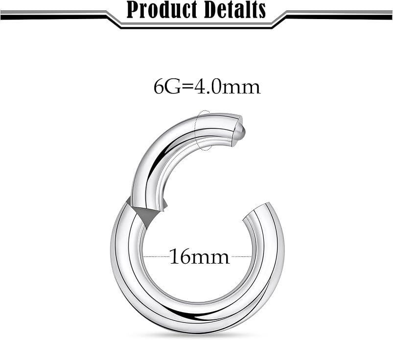 20G-2G ASTM F136 Titanium Septum Nose Rings Hoops Hinged Clicker Segment Septum Lip Nipple Ring Cartilage Tragus Helix Sleeper Earrings Piercing Jewelry for Women Men 6mm-19mm