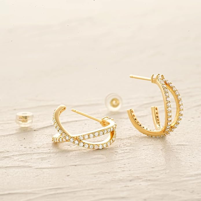 MYEARS Women Hoop Earrings Gold 14K Gold Filled Small Simple Handmade Hypoallergenic Everyday Illusion Jewelry