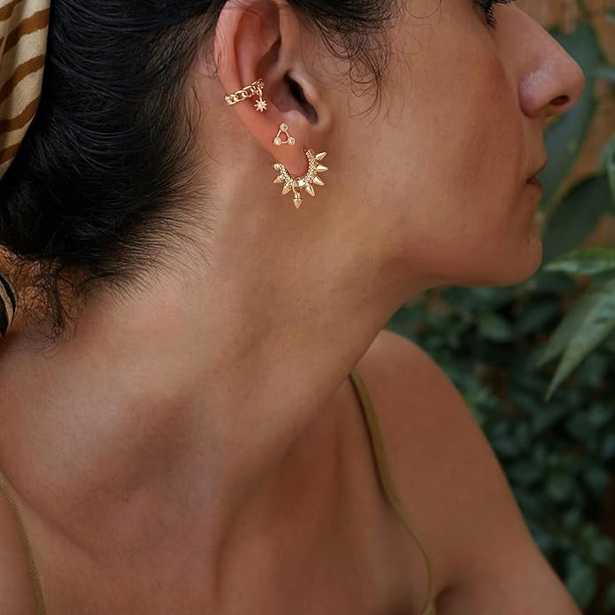 MYEARS Women Ear Cuff Earring Gold Non Pierced Ear Cartilage Clip on Wrap Hoop 14K Gold Filled Tiny Boho Beach Simple Minimalist Delicate Handmade Hypoallergenic Jewelry Gift-Sold as Single/Pair